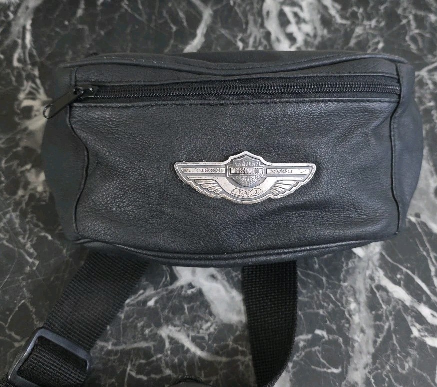 Vintage Harley Davidson 100th Anniversary Leather Fanny Pack/Strap/Pouch