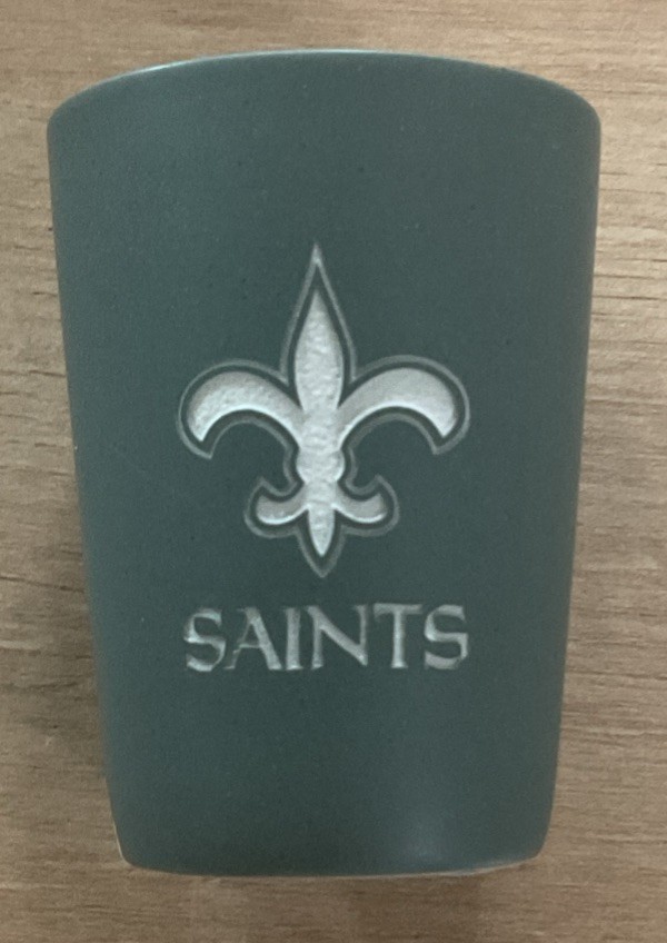 2 ounce ceramic shot glass. Officially Licensed NFL New Orleans Saints.