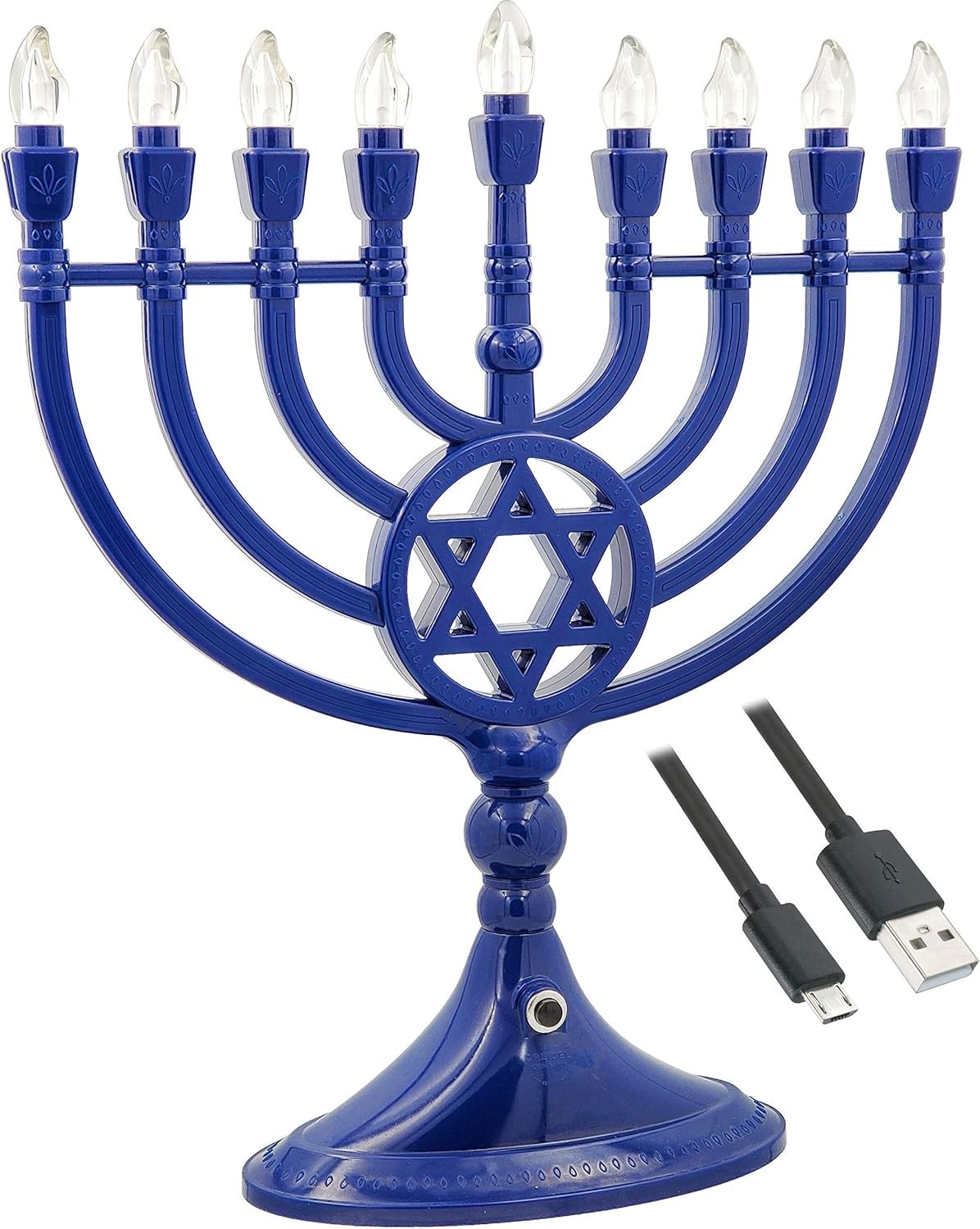 Smart & Energy Efficient 13-Inch Electric Blue Menorah – Perfect for Hanukkah