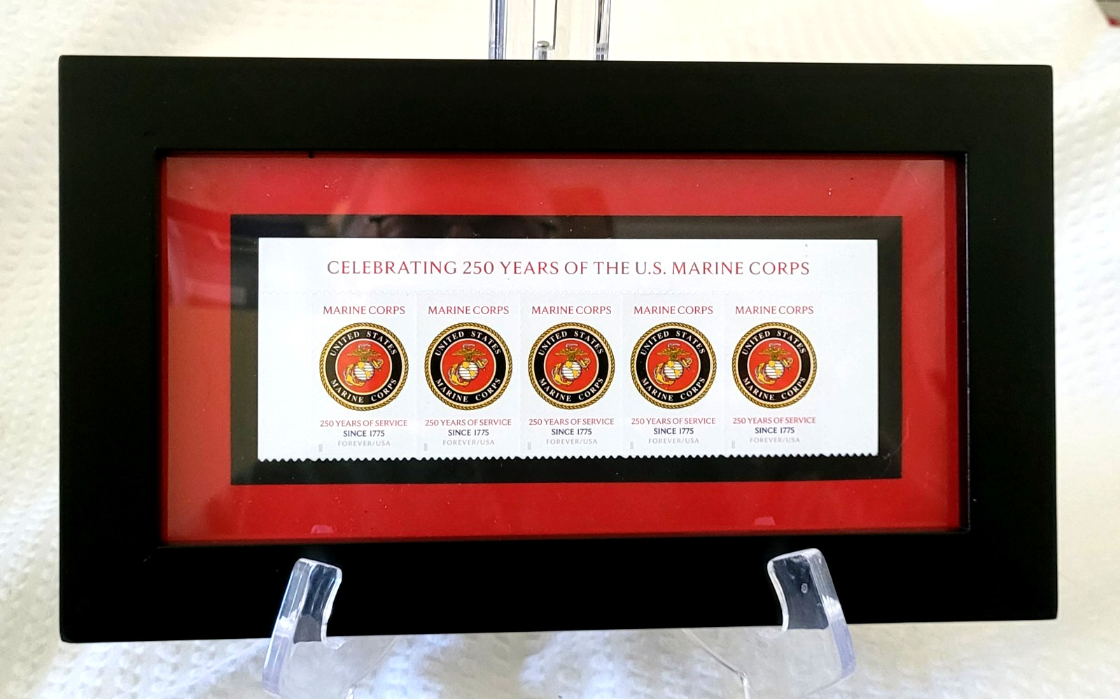 250 YEARS OF THE U.S. MARINE CORPS – USMC – FRAMED SET OF 5 U.S. POSTAGE STAMPS