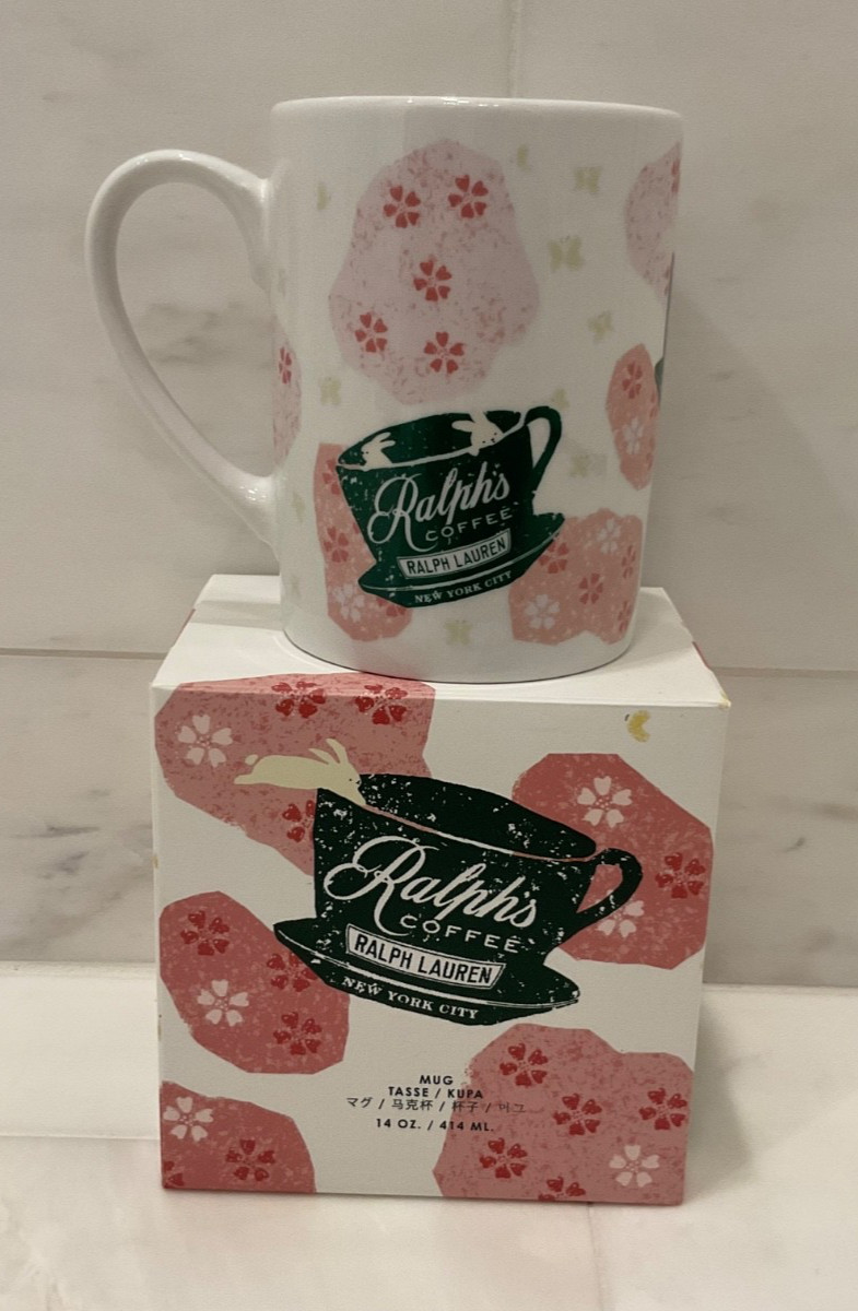 NEW Polo Ralph Lauren 14oz RALPH’S COFFEE SAKURA Porcelain Coffee Tea Mug
