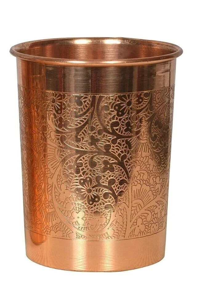 Pure Copper Handmade Water Drinking Glass Tumbler For Health Benefits Set Of 2