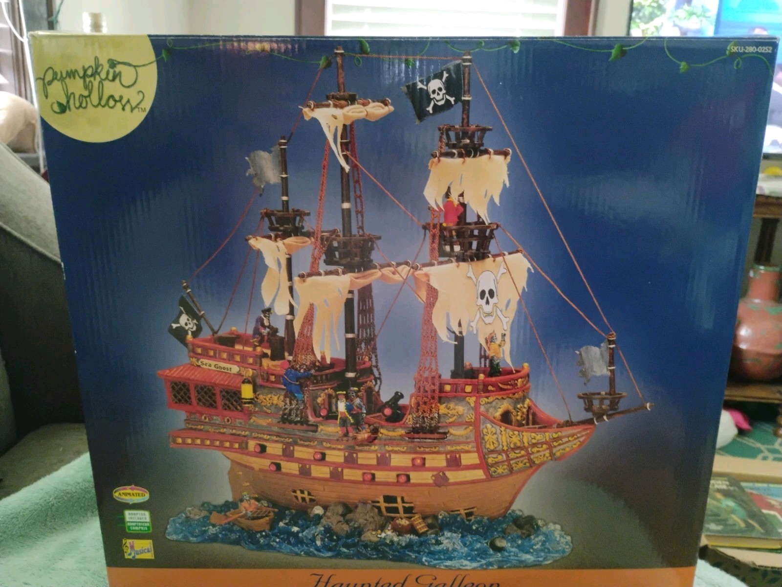 LEMAX Pumpkin ESTATES COLLECTION HAUNTED GALLEON LIGHTS ANIMATED IN BOX WORKS