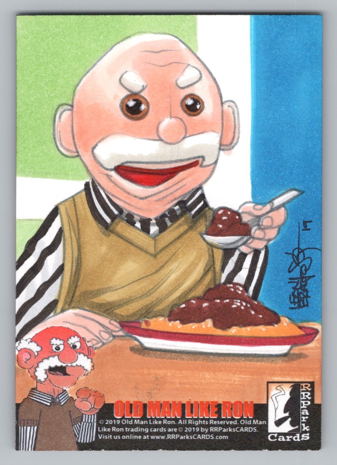 Old Man Like Ron. Leon Braojos Sketch Card. RRParks Cards 2020 (LB02)