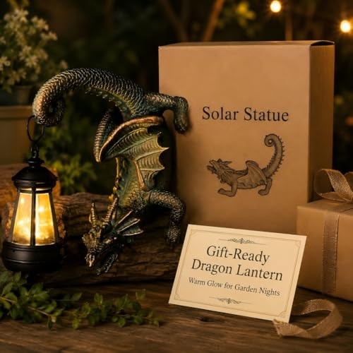 Solar Dragon Tree Hugger Statue Wall Decor – Whimsical Garden Statue Cyan Blue