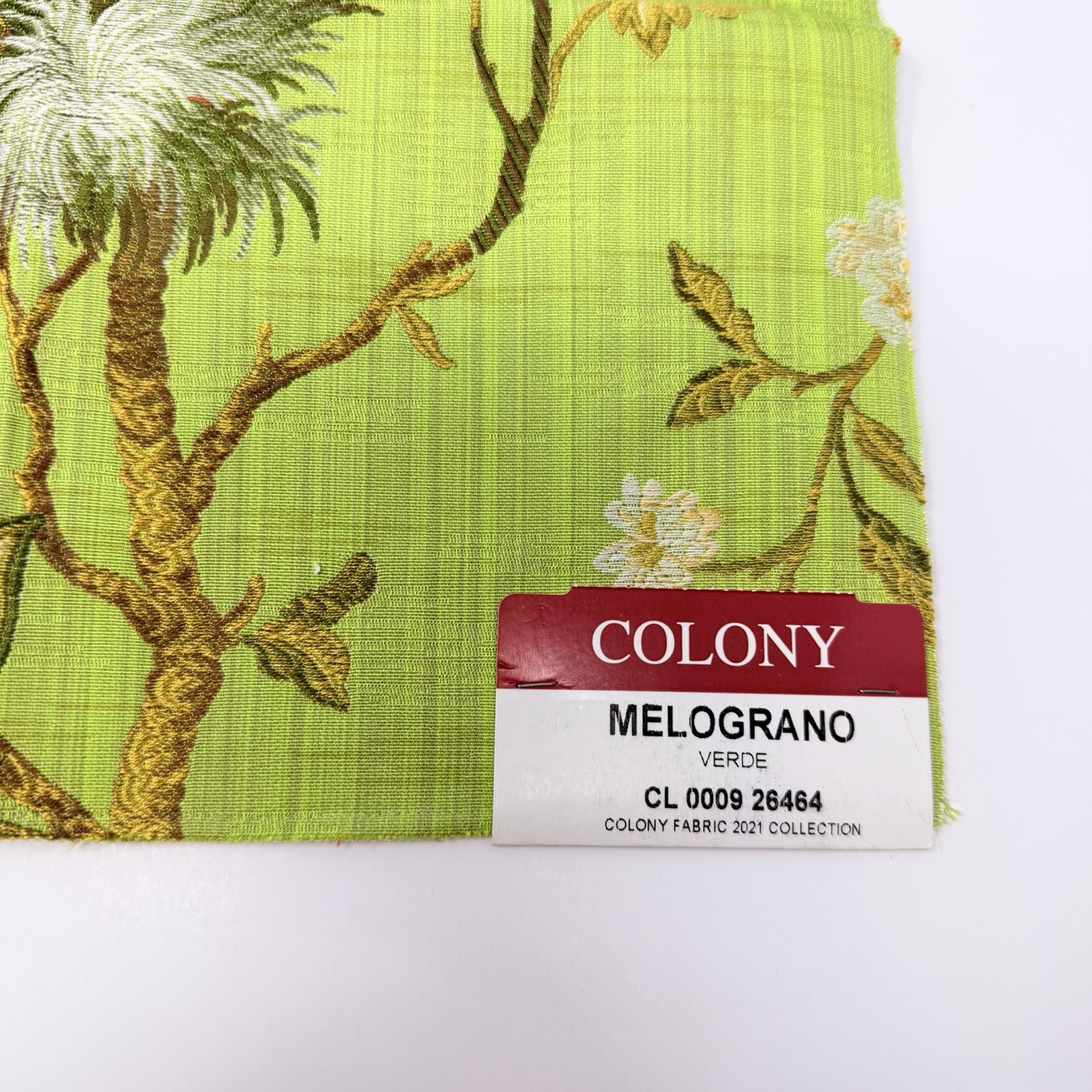 SCALAMANDRE Colony Collection MELOGRANO VERDEFabric Sample 17×17 ITALY
