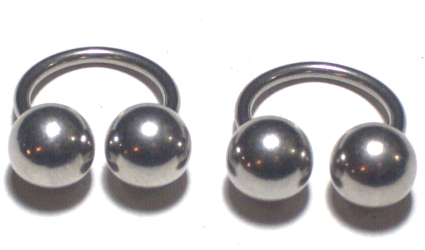 2- 14g 1/2 Big Sexy 8mm Ball horseshoe Ear Ring Surgical Steel 316L Hip Hop