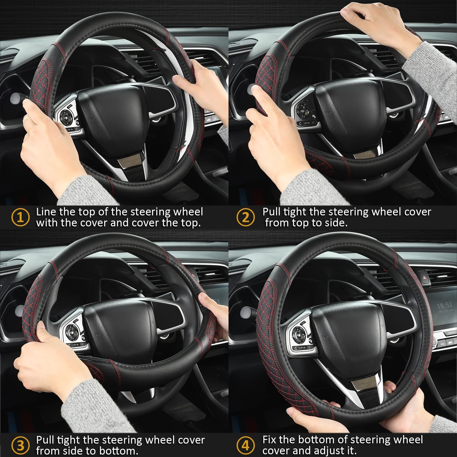 Customized Steering Wheel Cover for Dodge RAM 1500 2500 3500 16 inch