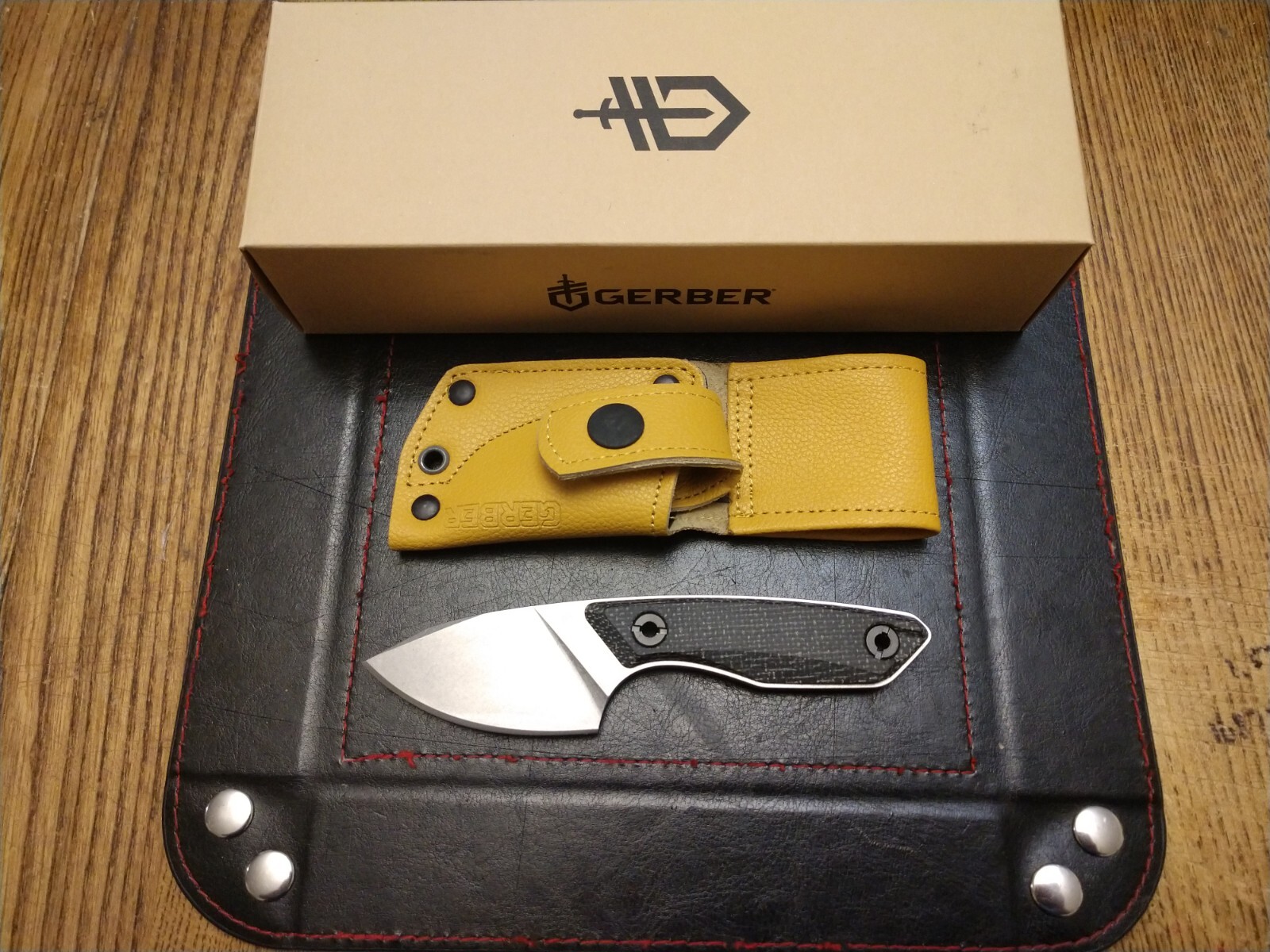 Gerber Stowe Fixed Blade Knife 2.5″ Blade Micarta Handle& Leather Sheath