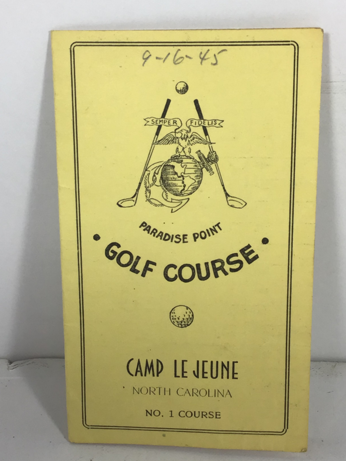 Rare WW2 1945 USMC Camp Le Jeune Paradise Point Golf Course Score Card