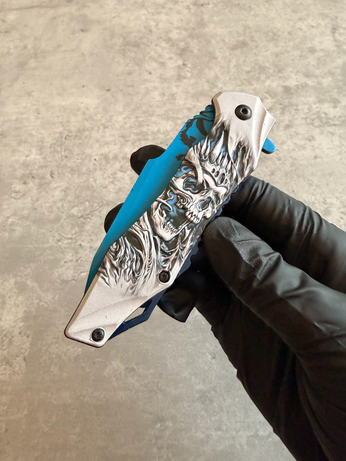 7.87″ Spring Assisted Folding Pocket Knife, Embossed Aluminum Handle