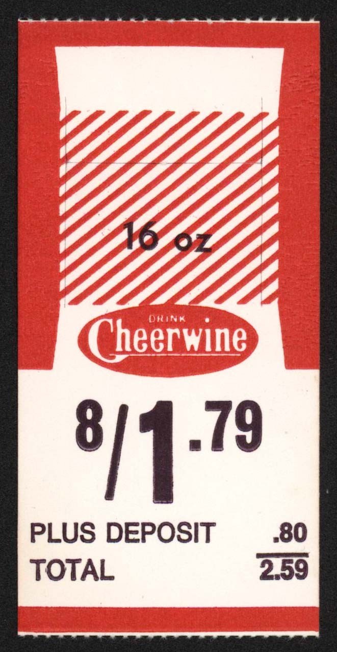 Vintage bottle ringer CHEERWINE soda pop 16oz size unused new old stock n-mint+