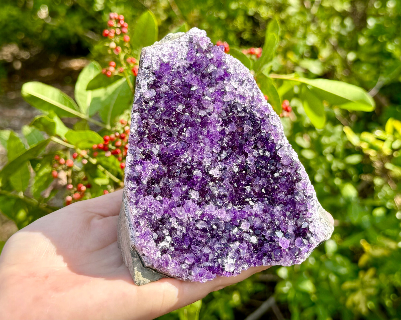 Stunning VERY LARGE Amethyst Cut Base Cluster Crystal Quartz Geode 1.1 – 1.8 lb