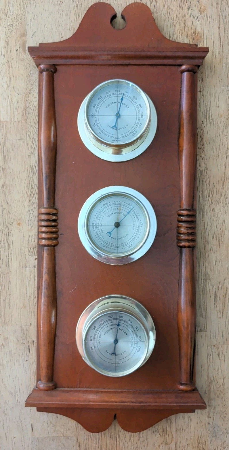 Vintage Springfield Weather Station: Thermometer Barometer Humidity Made In USA