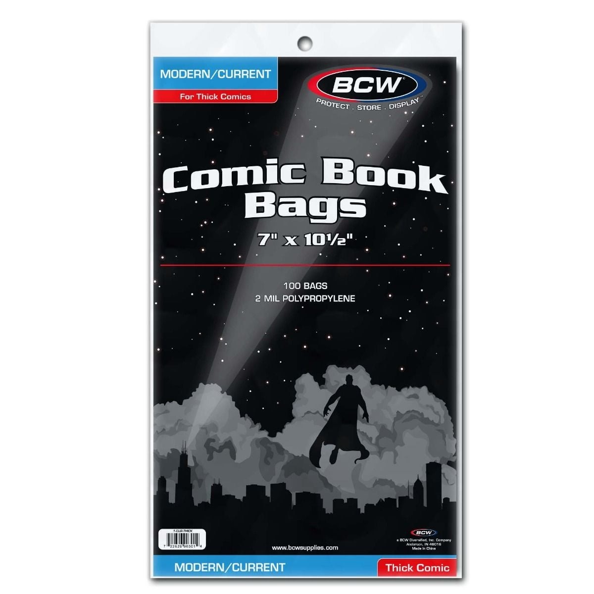 1 pack of 100 BCW 7″ x 10 ½” Thick Current/Modern Age Comic Book Bags