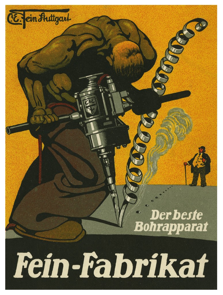 💪 Fein-Fabrikat Vintage Ad Poster – Industrial Art 24×32” RARE Reprint
