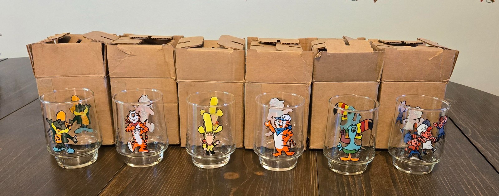 Vintage 1977 Kellogg’s Cereal Character Collector Series Set Of 6 Glasses