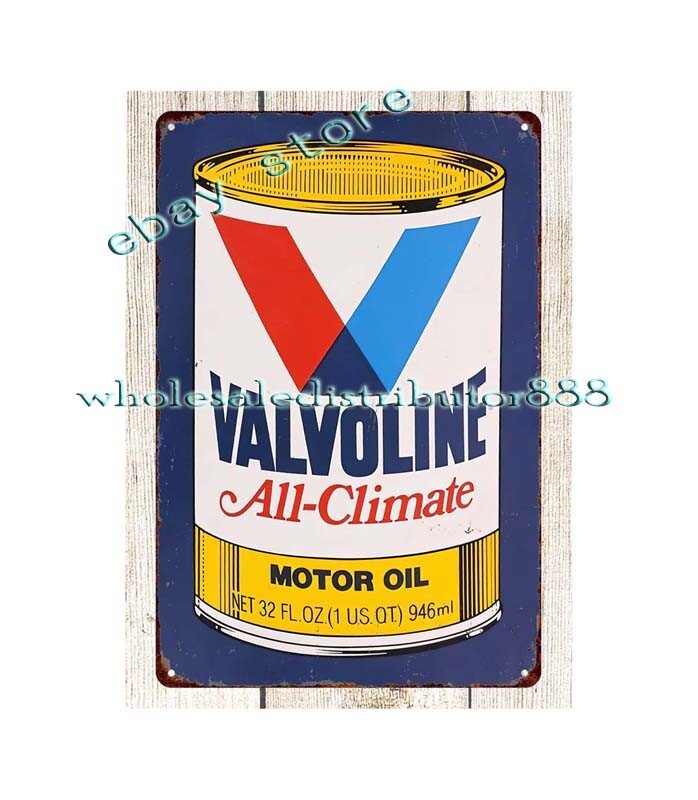 Valvoline All-Climate Motor Oil metal tin sign aqua bathroom wall decor