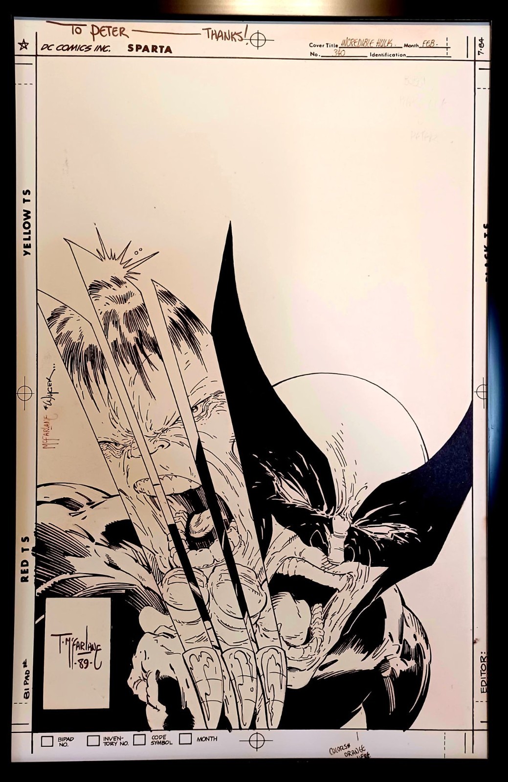 Incredible Hulk #340 by Todd McFarlane 11×17 FRAMED Original Art Print Comic Pos