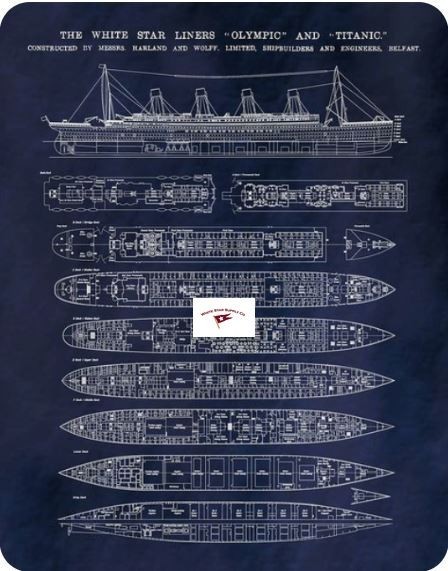 RMS Titanic, White Star Line, Set of two Bluprints reprints, You Get Both!