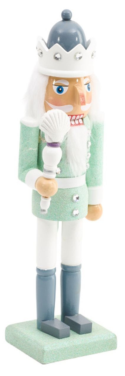 Wooden Christmas Nutcracker, 14″, WHITE MALE NAUTICAL KING WITH SEASHELL, MAR