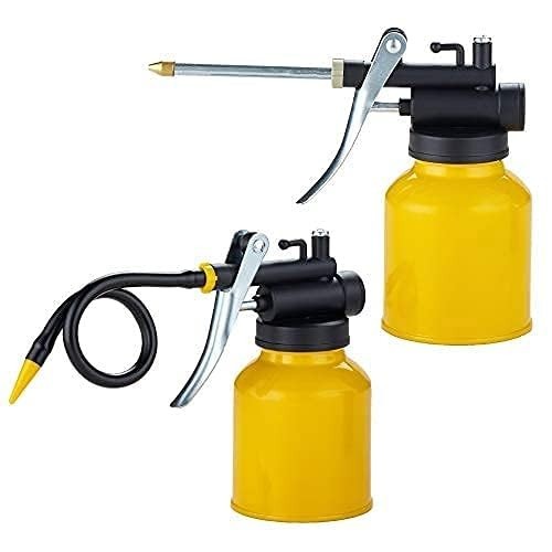 Hand Pump Oiler Can Professional Level 8 Oz. Capacity Pump Oiler with Metal & Lo
