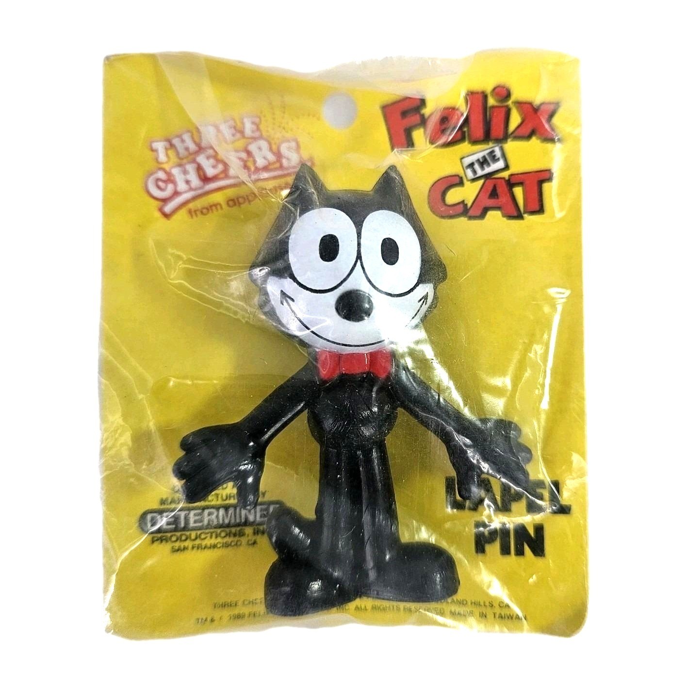 Vintage Felix The Cat Lapel Pin 1989 Three Cheers from Applause ~2″ Brooch NOS