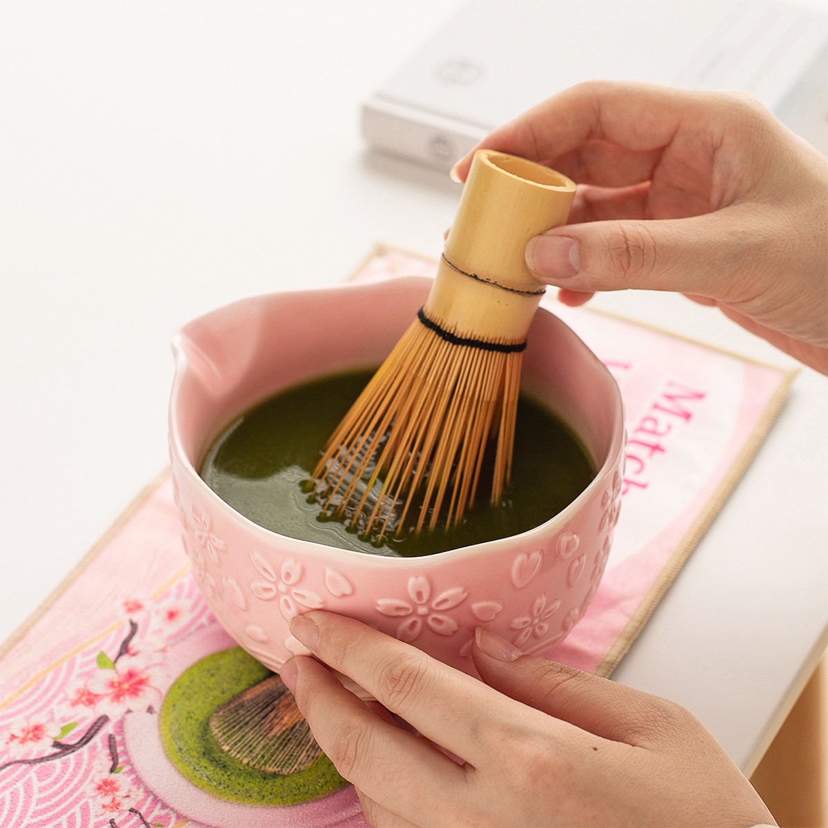 Matcha Whisk Set for Tea Lovers 7 Pcs Ceramic Matcha Tea Set with Bamboo Whisk