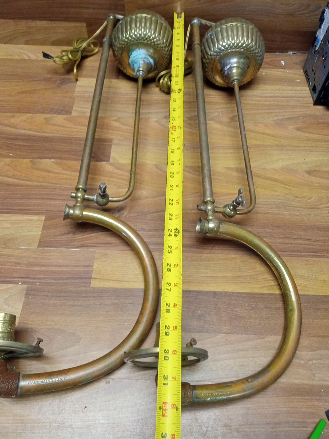 Vintage Sun Vapor Gravity Oil Lamps Canton Oh. Converted To Electricity Lot Of 2