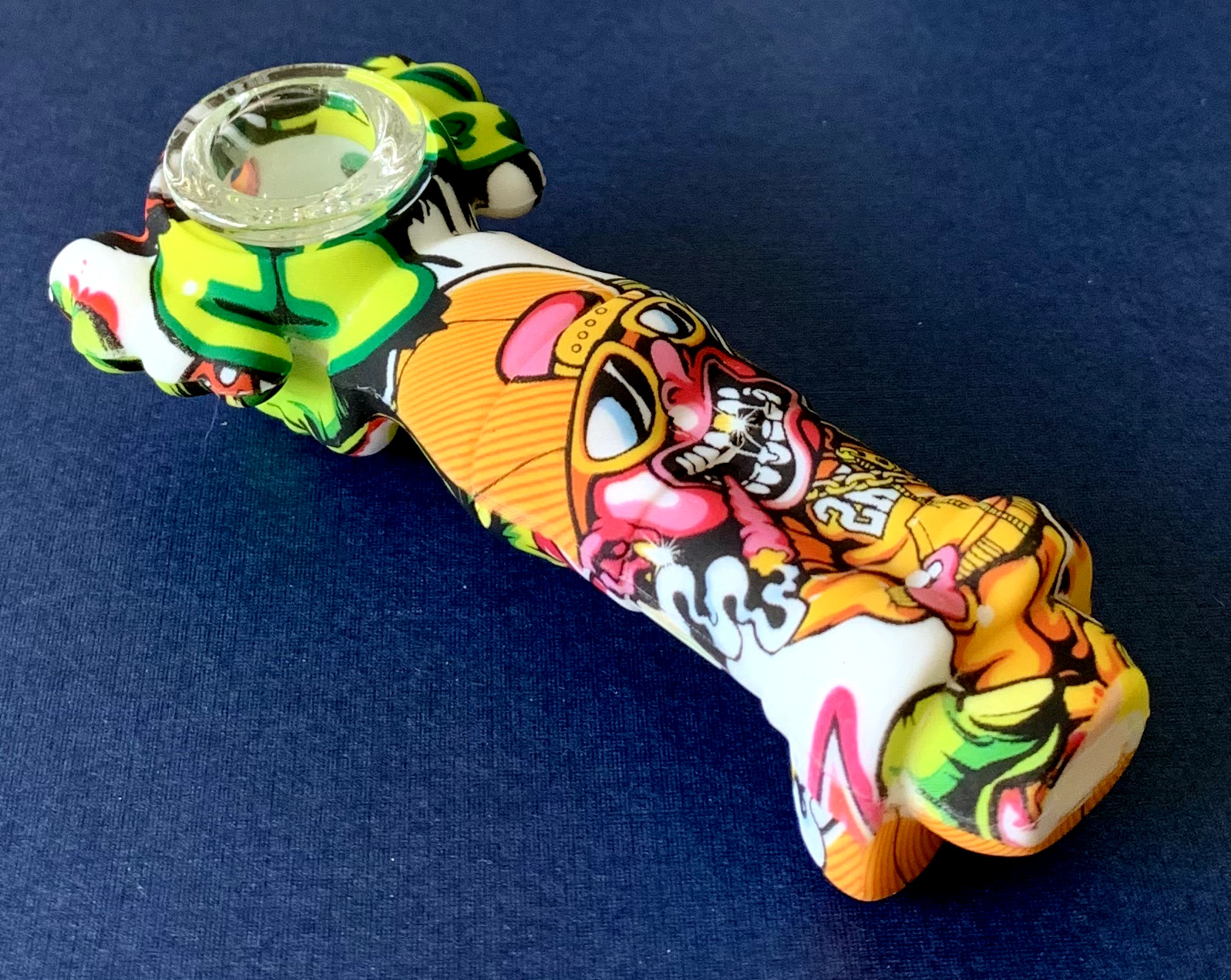 4.5″ Silicone Tobacco Smoking Spoon Pipe with Glass Bowl