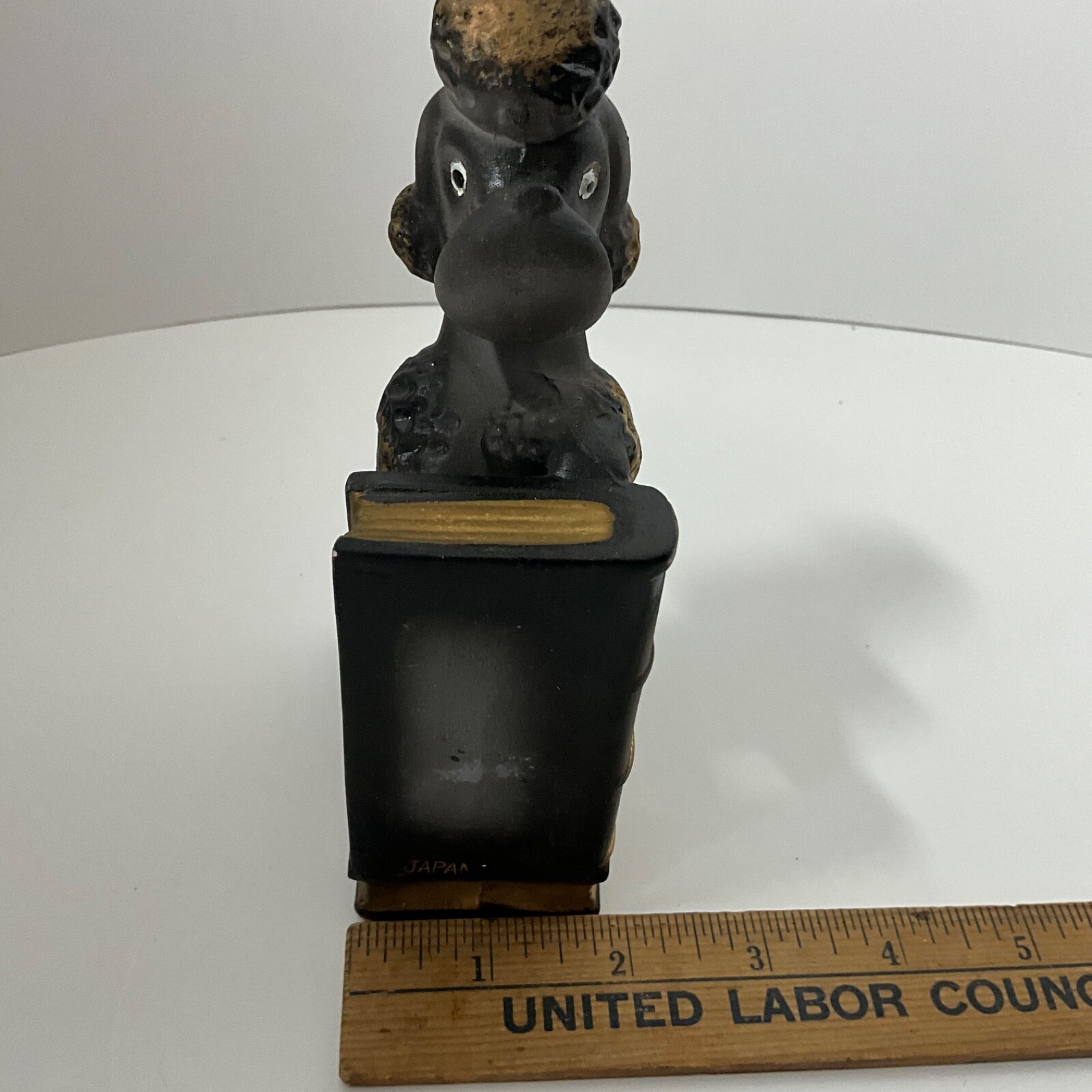 VINTAGE Ceramic Black Poodle Dog Bookend SINGLE 1950s Pen Holder Japan Kitsch