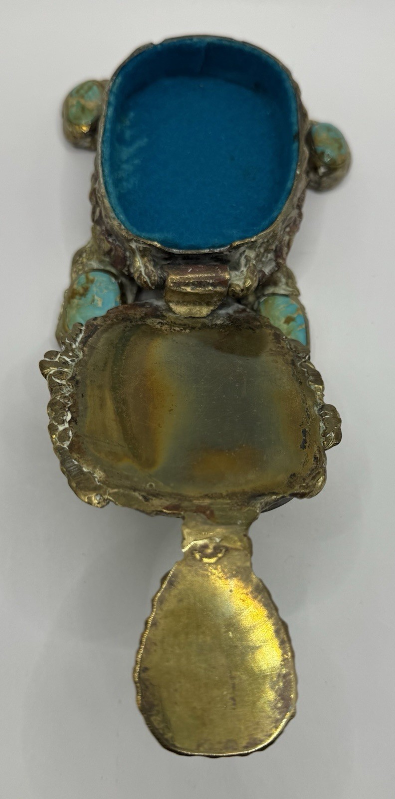 Jack Bryant Turquoise Turtle Sculpture Bronze Cast Southwestern Texas Artist