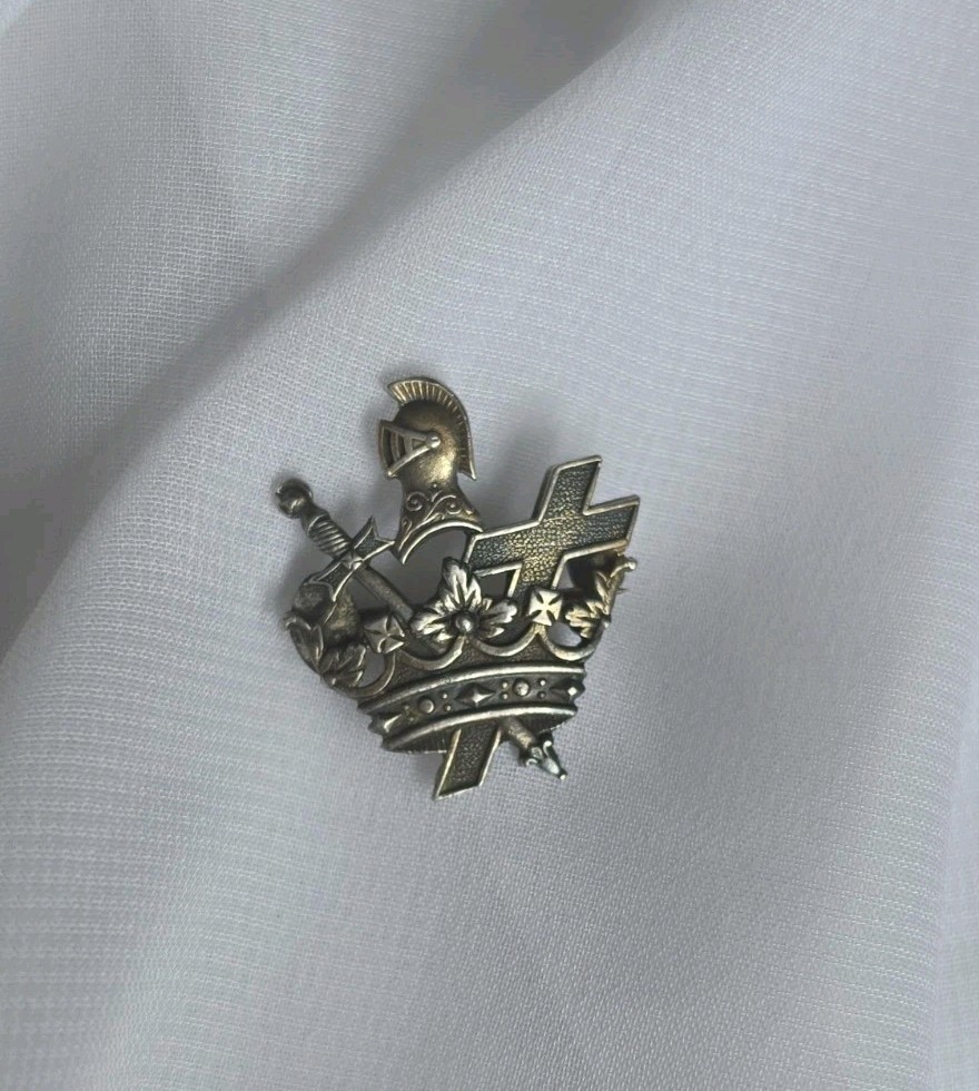 Antique Masonic Knights Templar Cross and Crown Small Pin Sterling 925