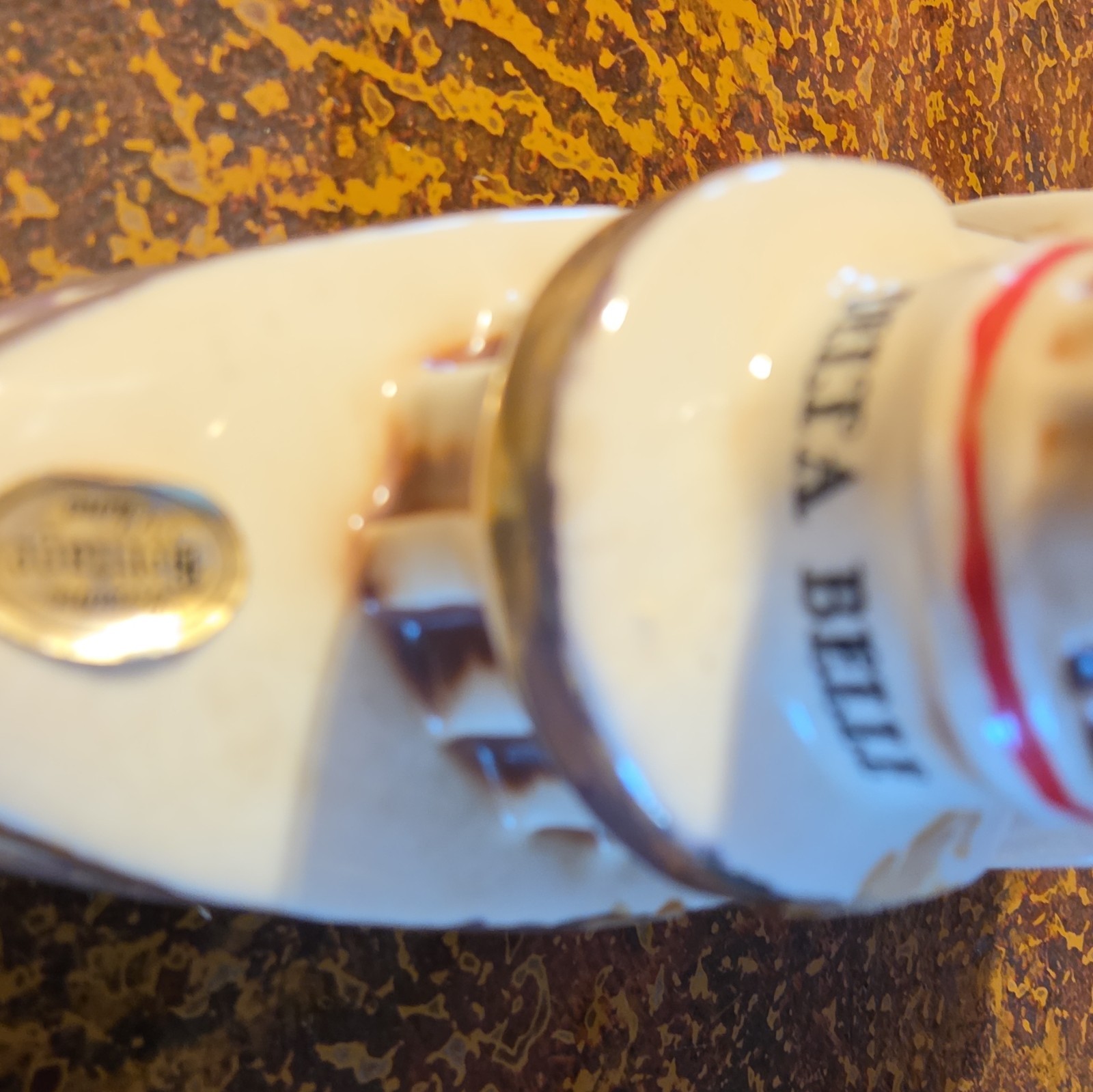Ezra Brooks Ceramic Advertising Decanter Bottle, Distillery, Riverboat, Ivory