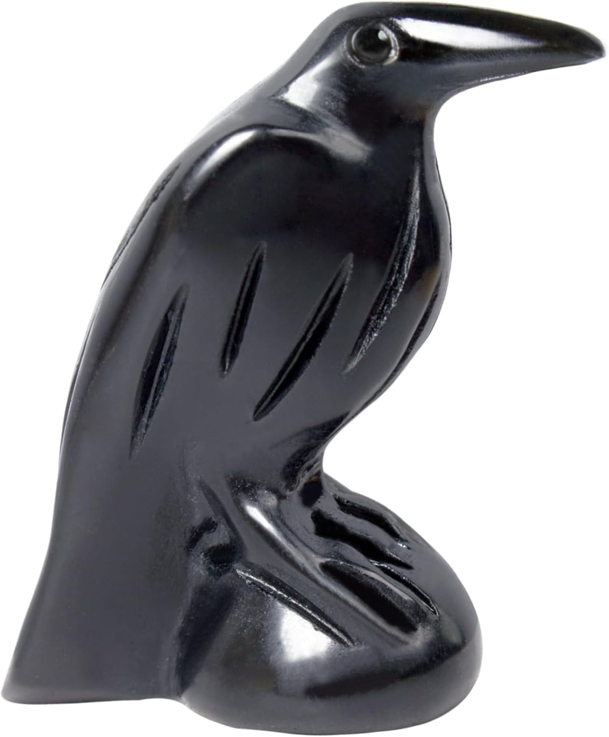 Natural Black Obsidian Raven Statue,2 Inch Mystical Crow Sculpture Gothic Home D