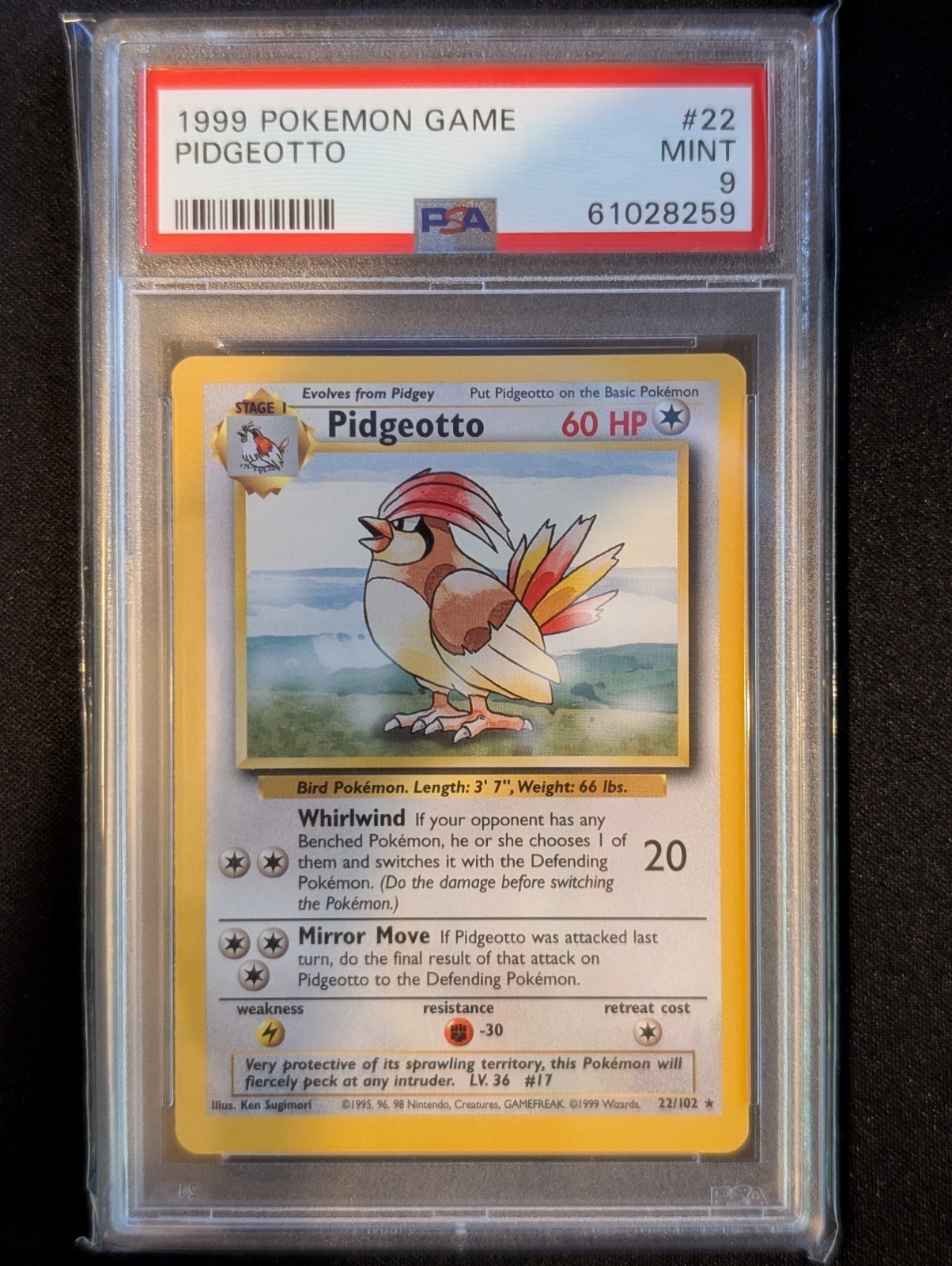 Pokémon TCG Pidgeotto 22/102 Base Set PSA 9