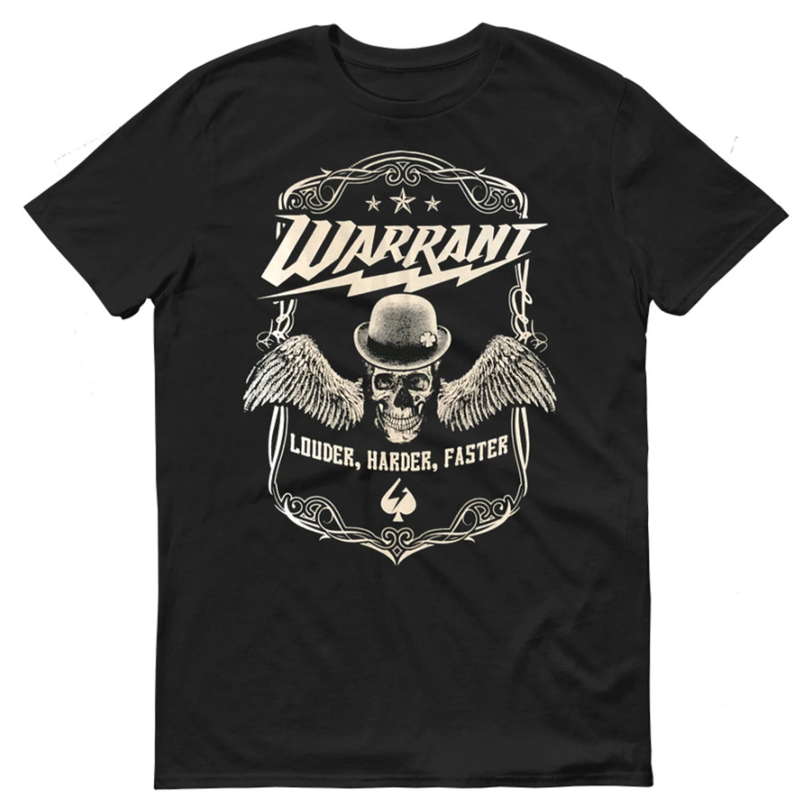Vintage Louder Harder Faster Warrant Black Red Unisex T-Shirt All Size