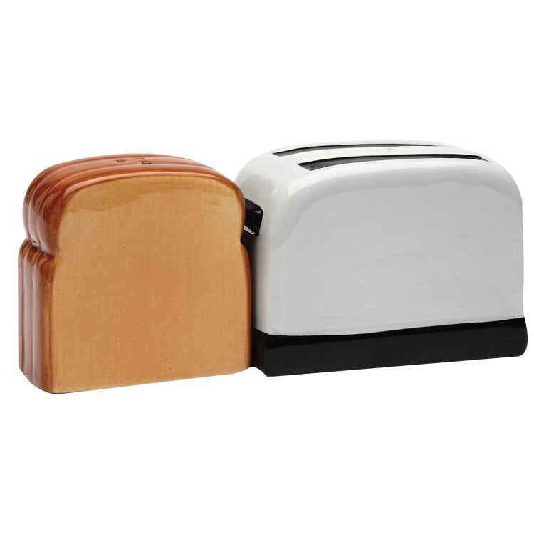 PT Toast & Toaster Magnetic Ceramic Salt and Pepper Shakers Set