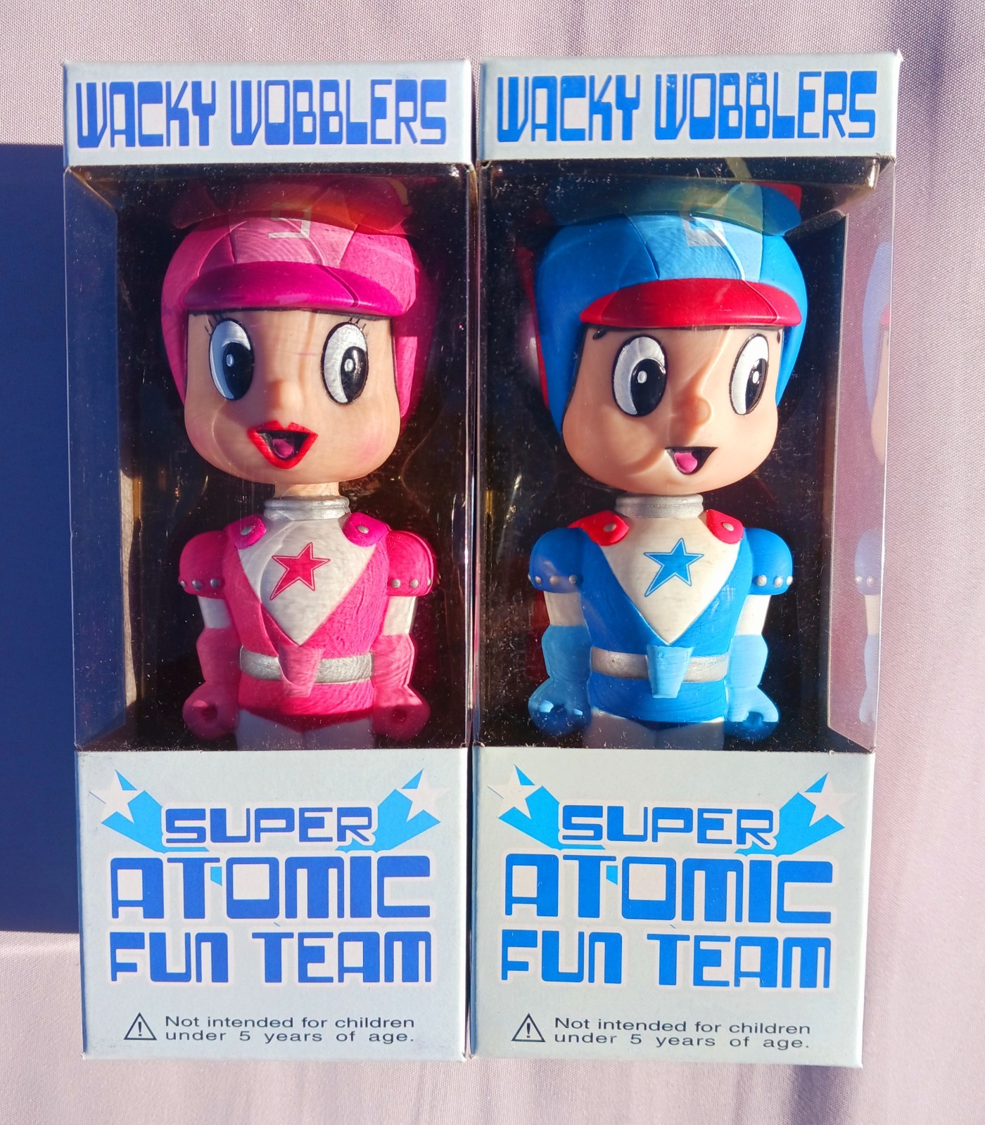 2 Funko Wacky Wobblers! Super Atomic Fun Team Boy and Girl Toy Tokyo Exclusive