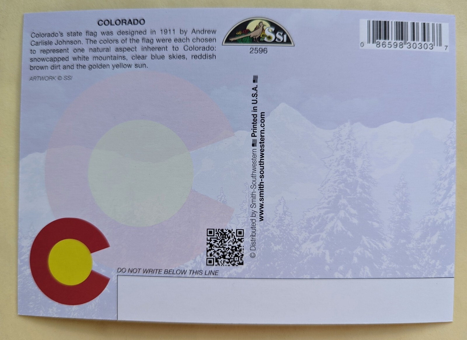 Postcard CO: Mountains. Colorado