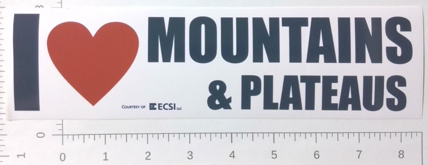 Vintage I Love Mountains & Plateaus ECSI LLC Advertising Bumper Sticker Decal