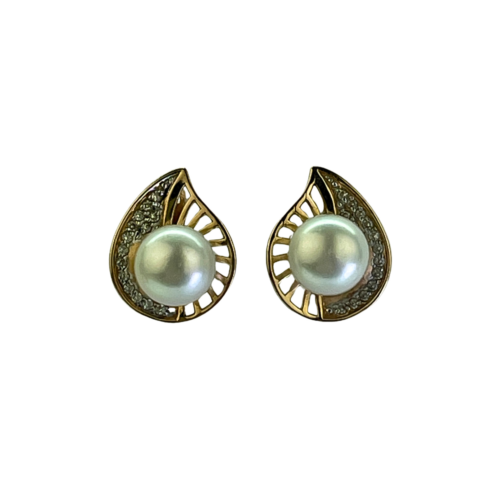 14k Yellow Gold Earrings with Pearl | 5.8 Grams | 585 Stamp
