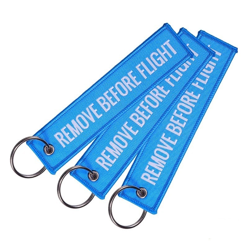 5PCS Remove Before Flight Key Chain Jet Tag Keychain Both Sides Text Embroidery