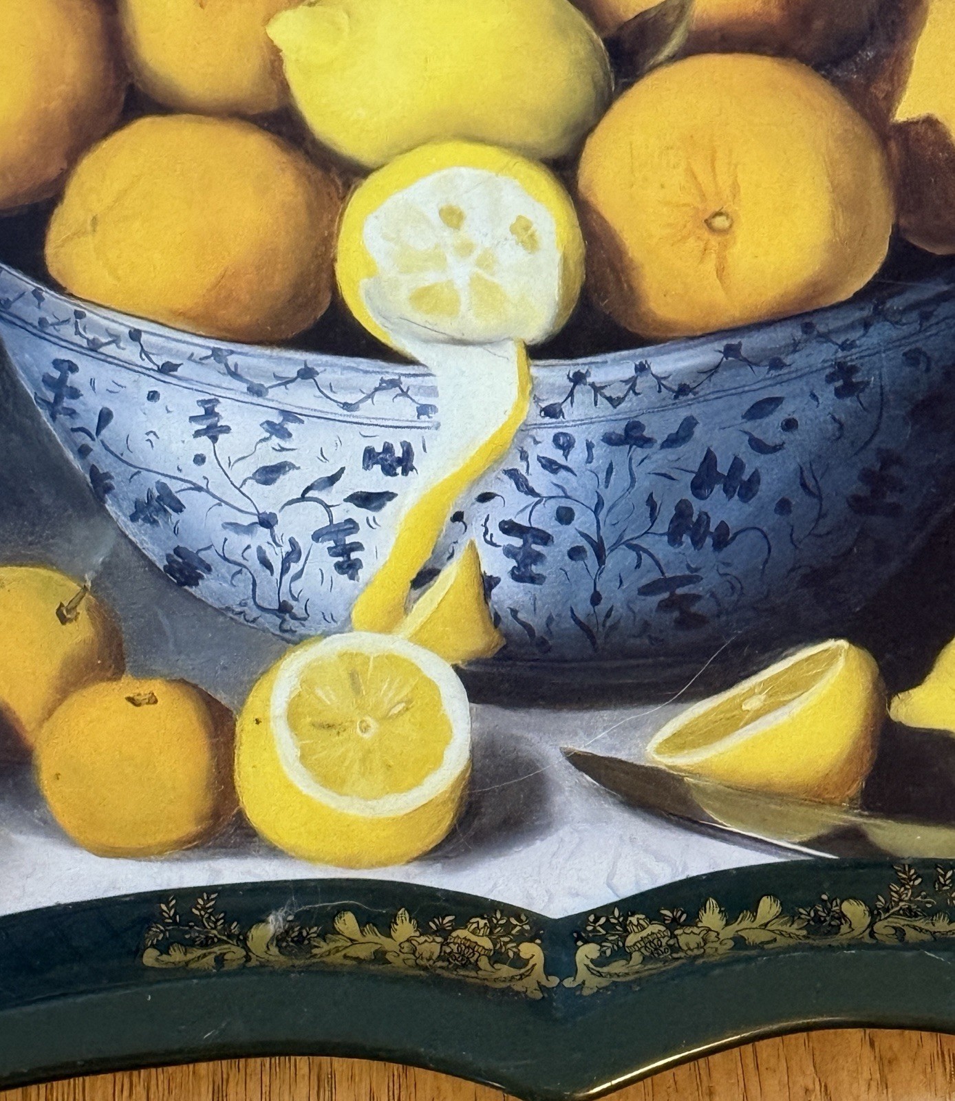 Vintage English Bowl of Lemons Serving Tray Ian Logan Large Serving Tray England