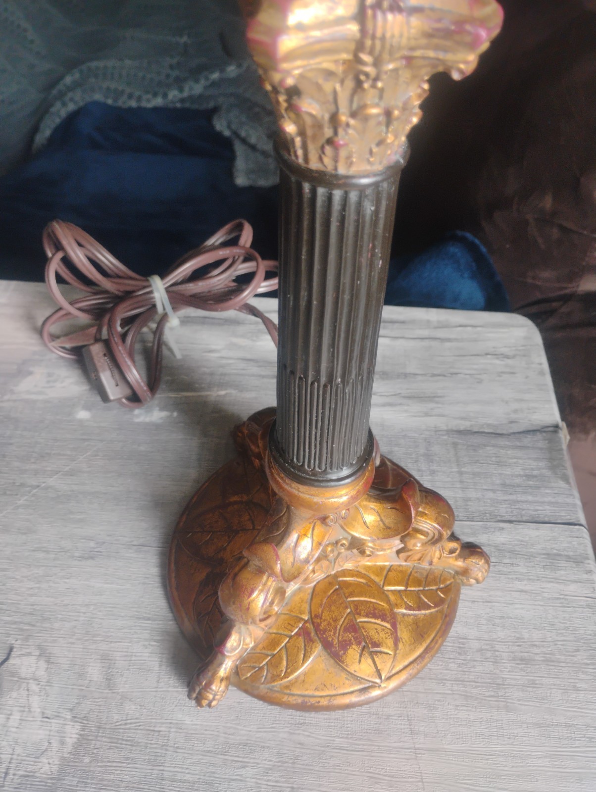 VTG Neoclassical Candlestick Buffet Table Lamps Pair 32″ Bronze Gold Tested