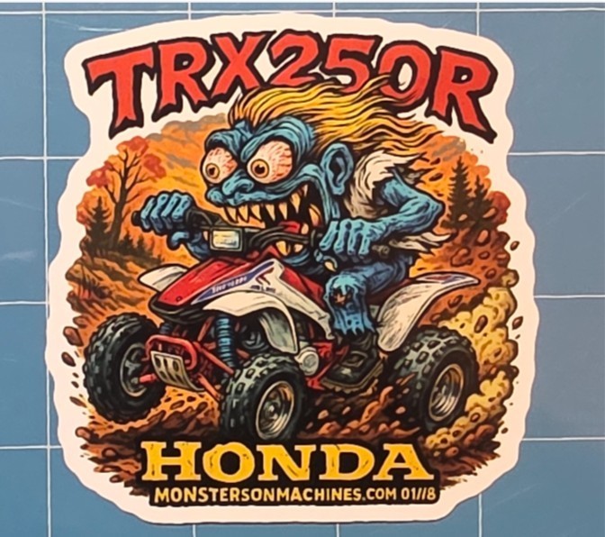 Honda TRX250R ATV 9x9cm Durable Die-Cut Vinyl Sticker Number 01 of 18