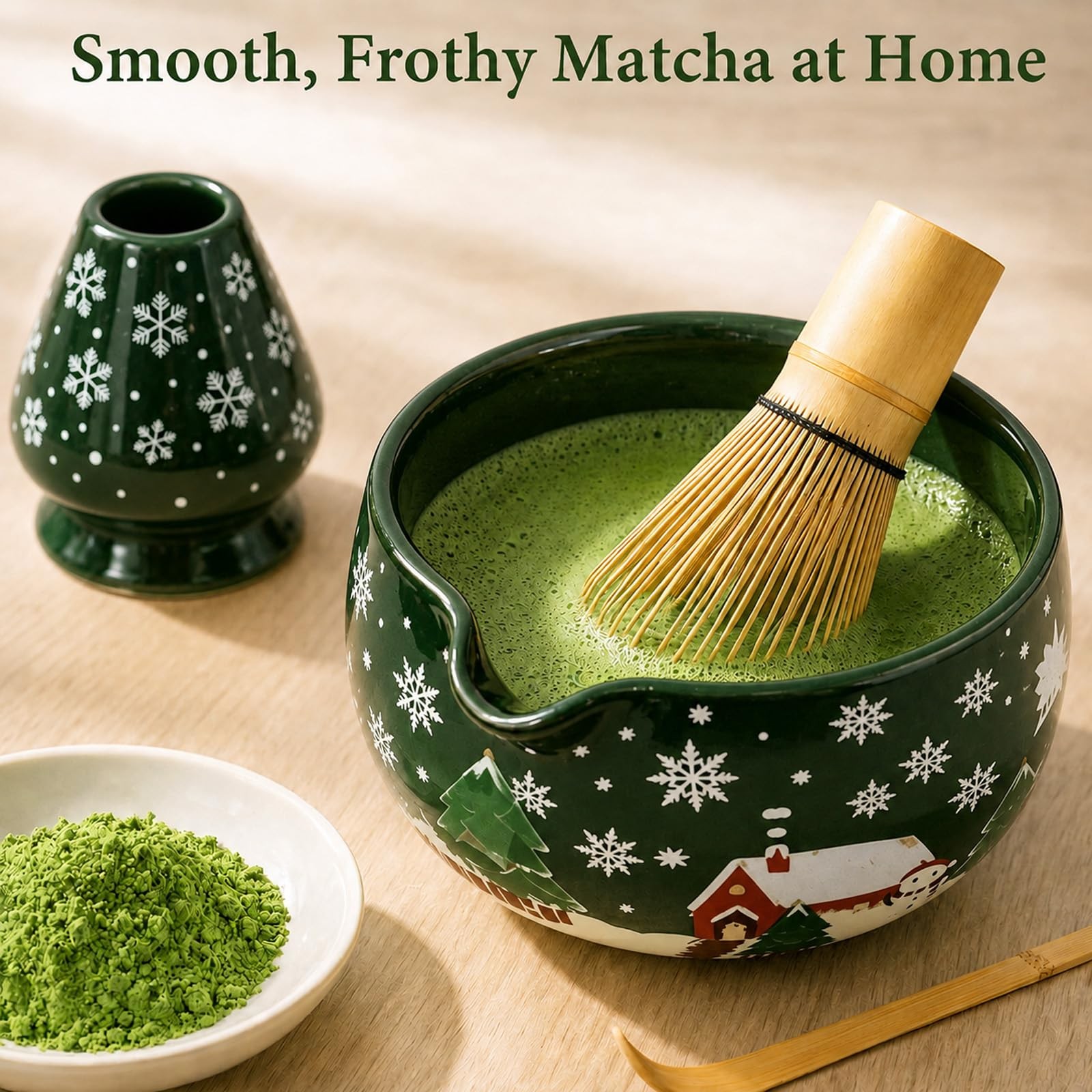 Matcha Whisk Set, Ceramic Set Includes Bowl Normal, Christmas