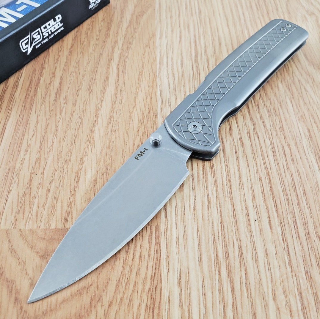 Cold Steel FM-1 Folding Knife 3.5″ S35VN Steel Blade Stonewash Titanium Handle