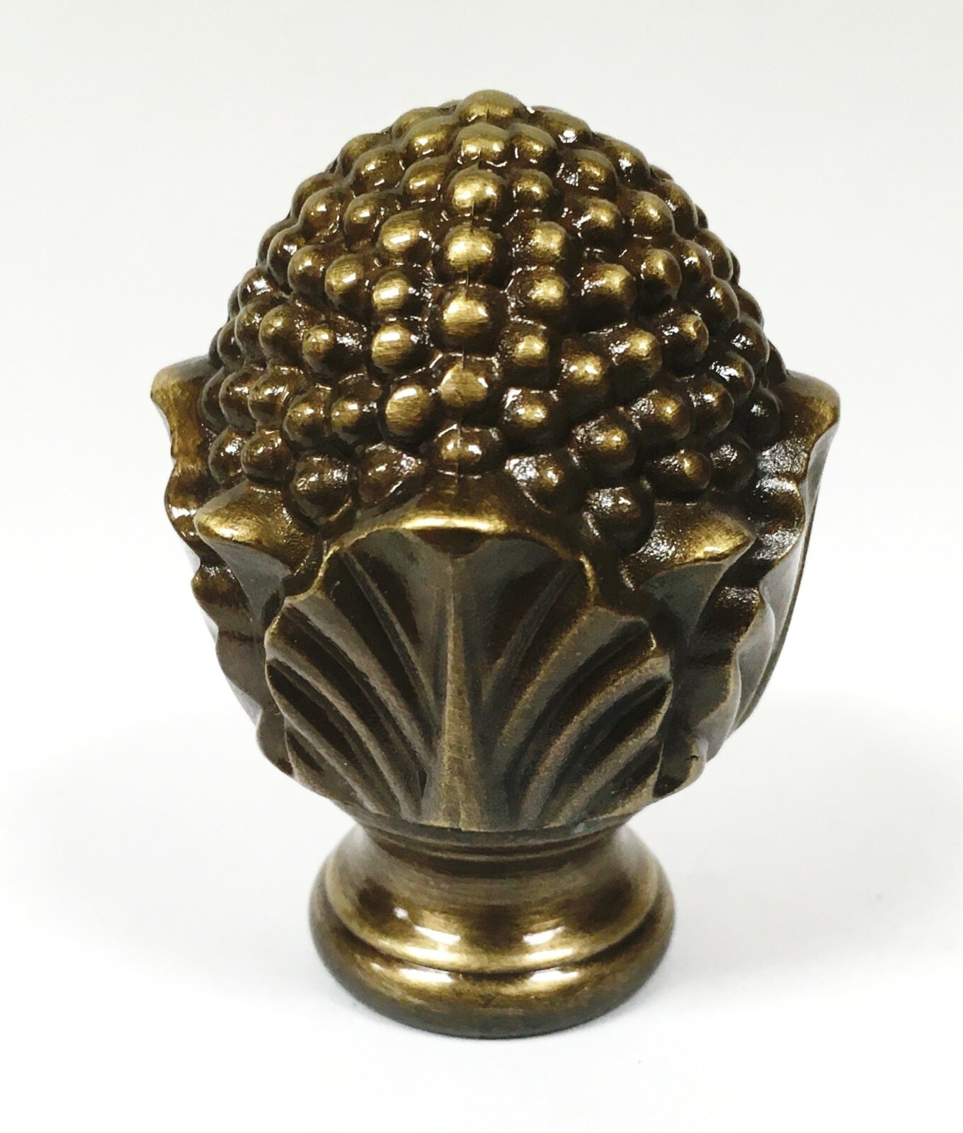 Lamp Finial-Solid Cast Brass FLOWER BUD-Highly Detailed, Dual Thread, Antq.Brass