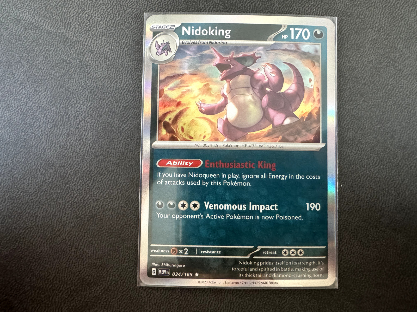 Pokémon TCG SV: 151 – Nidoking 34/165 – Holographic NM